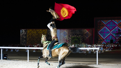 Participants from Kyrgyzstan Word nomad Games with Baibol travel